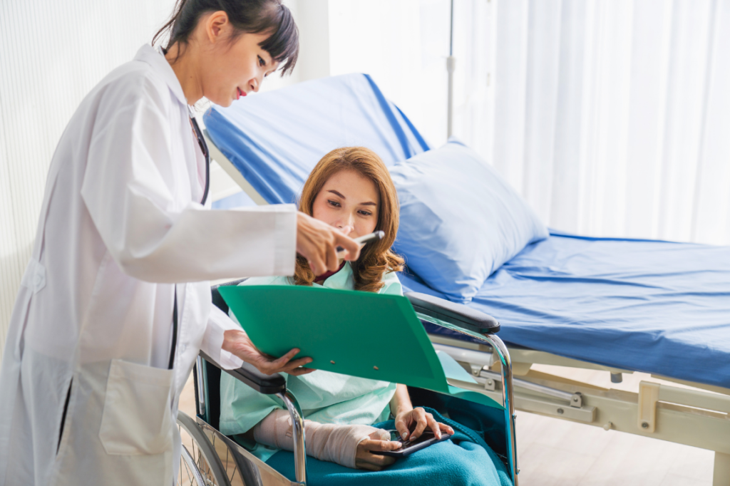 Patient consulting with surgeon before cosmetic surgery in Vietnam